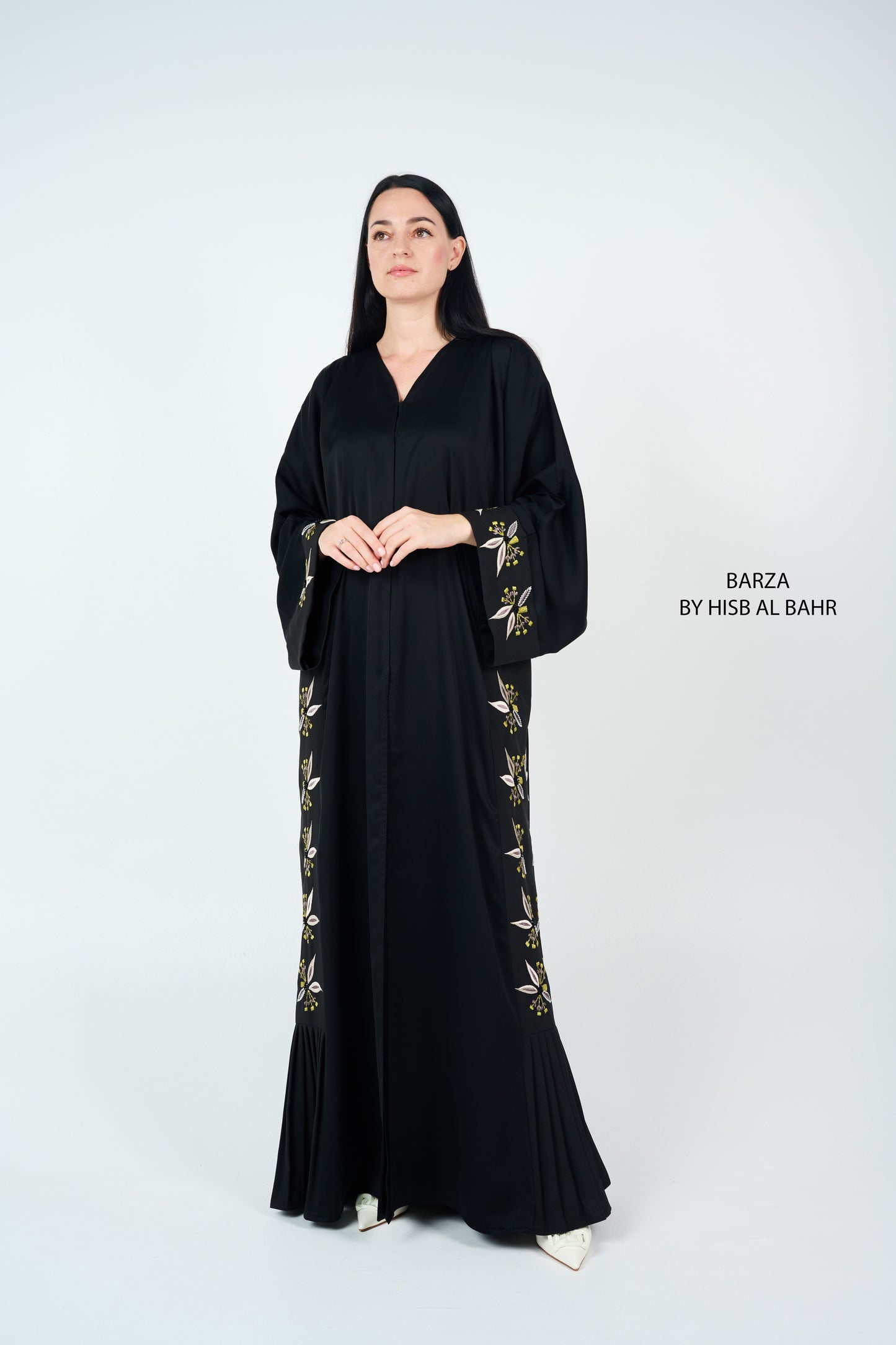 Embroidered Abaya with Pleats