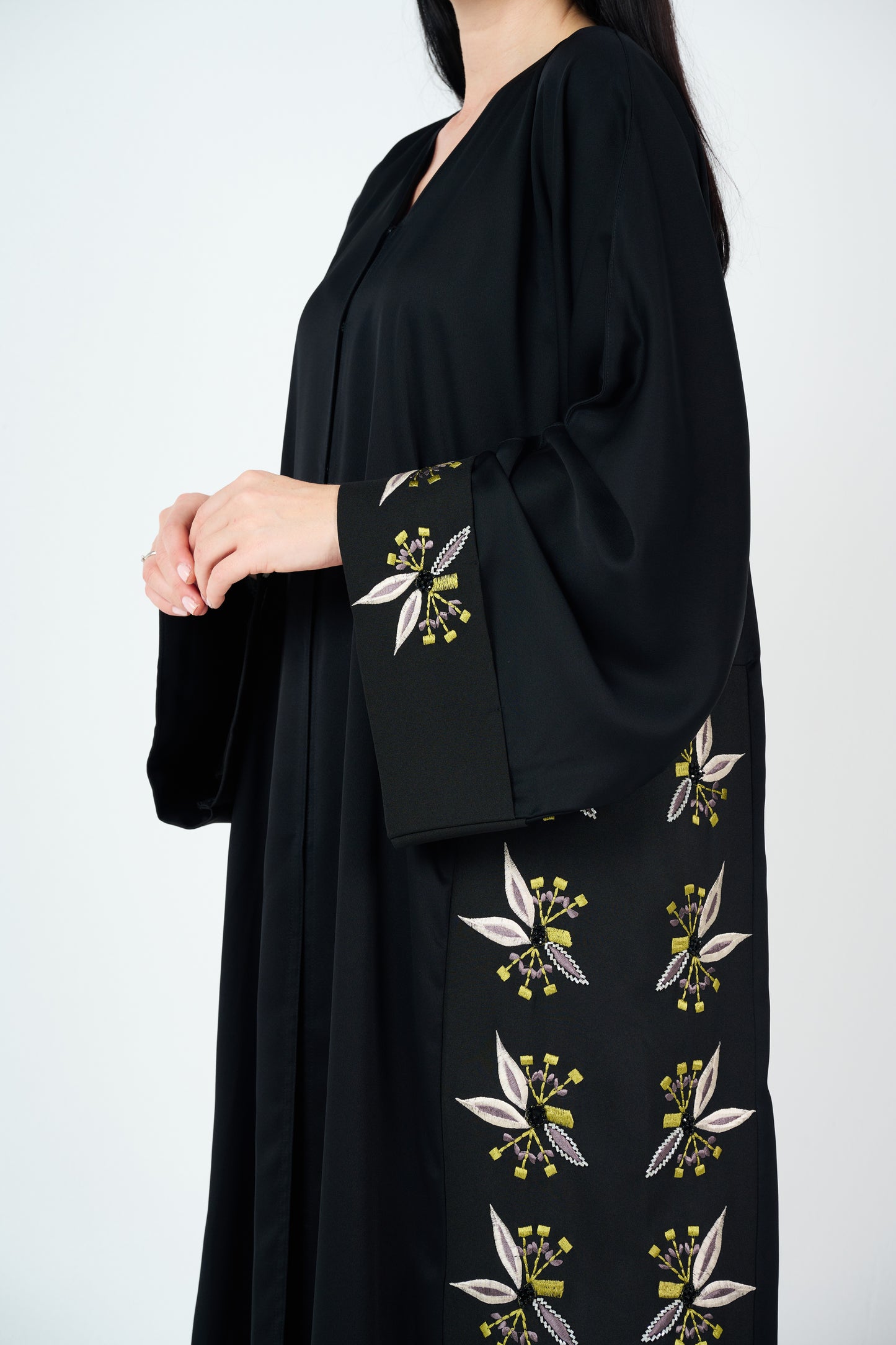 Embroidered Abaya with Pleats