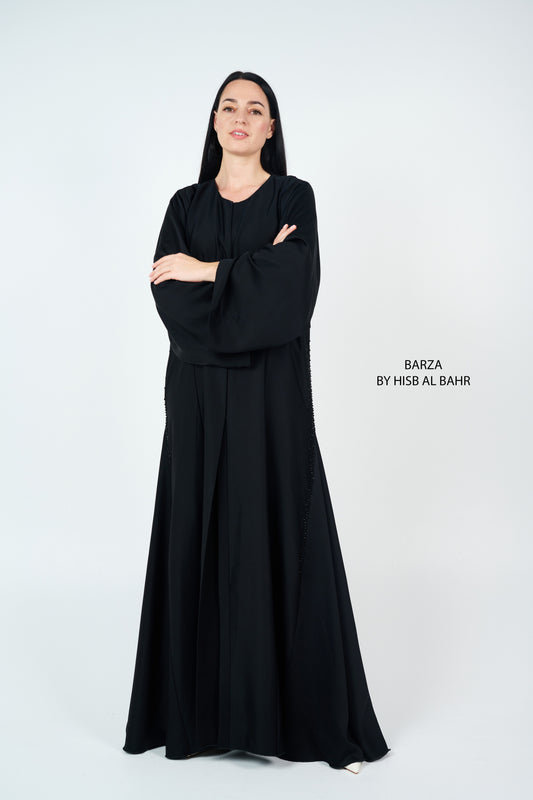 Embroidered Abaya with side Pleats.