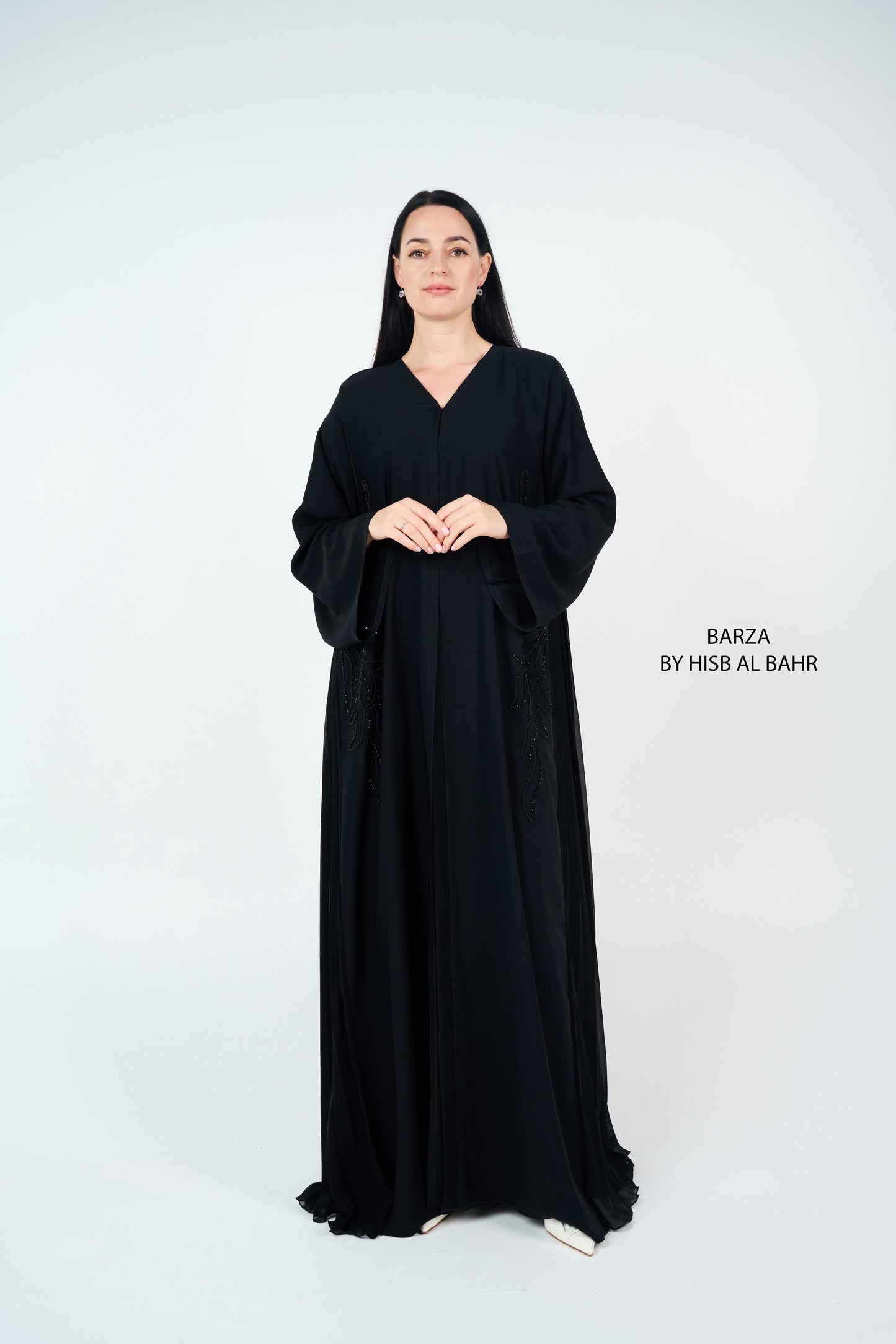 Embroidered Abaya with side pleats