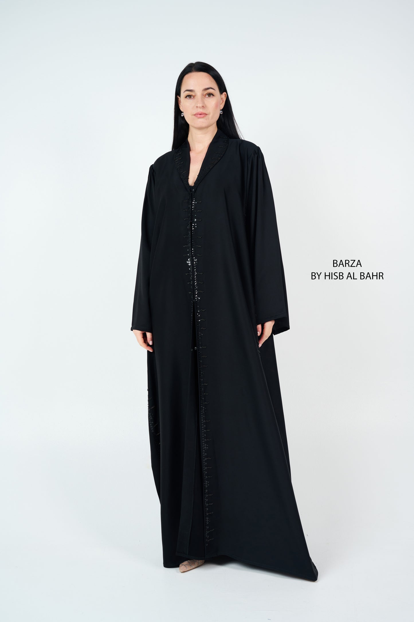 Bead-Embellished Collar Abaya