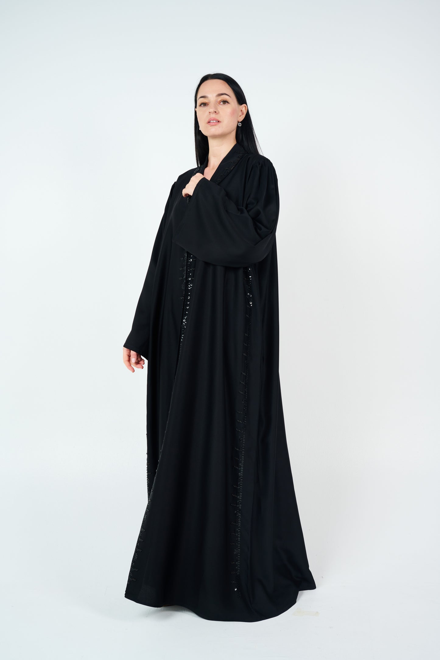 Bead-Embellished Collar Abaya