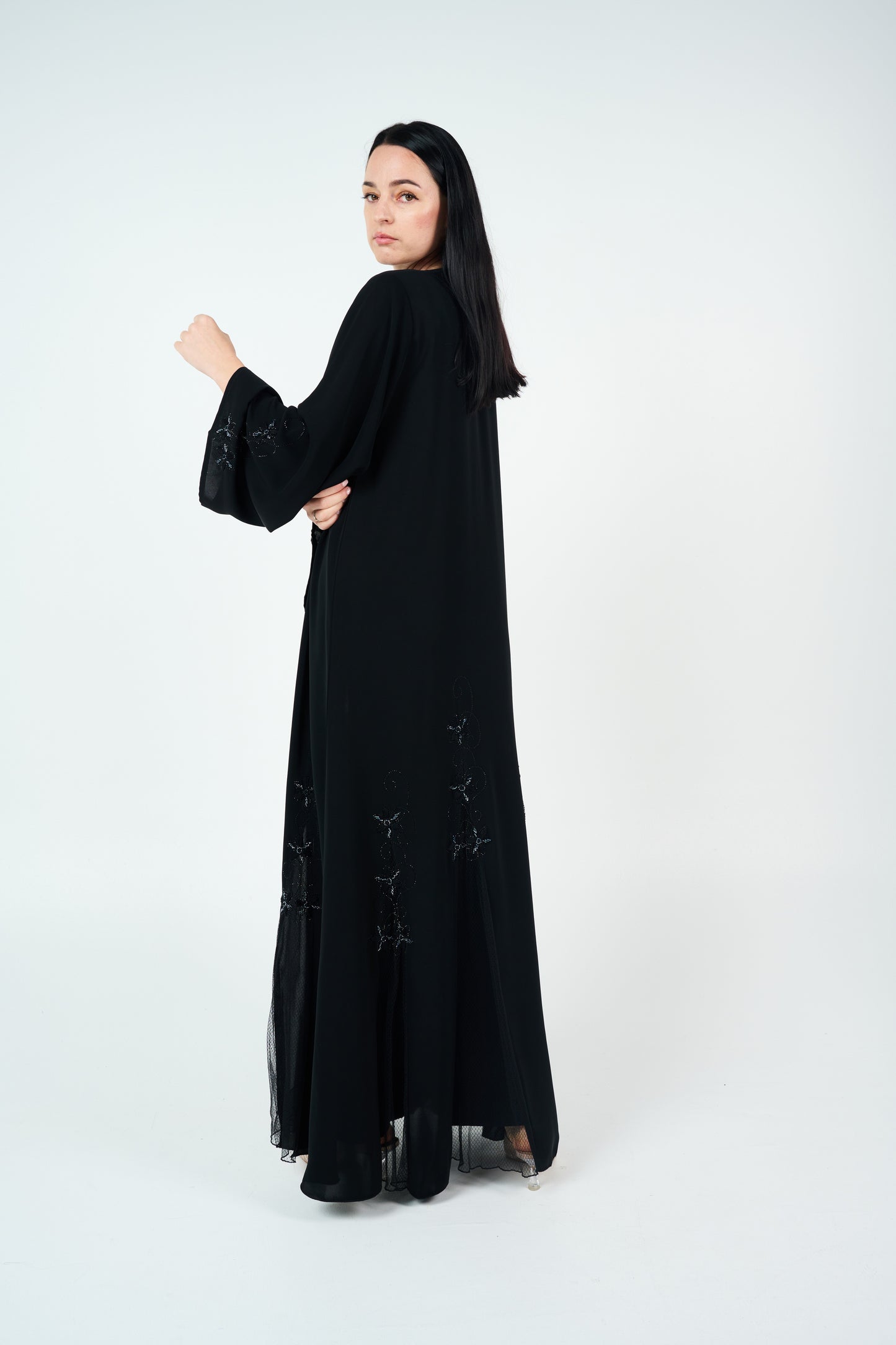 Embroidered Abaya With side Slits