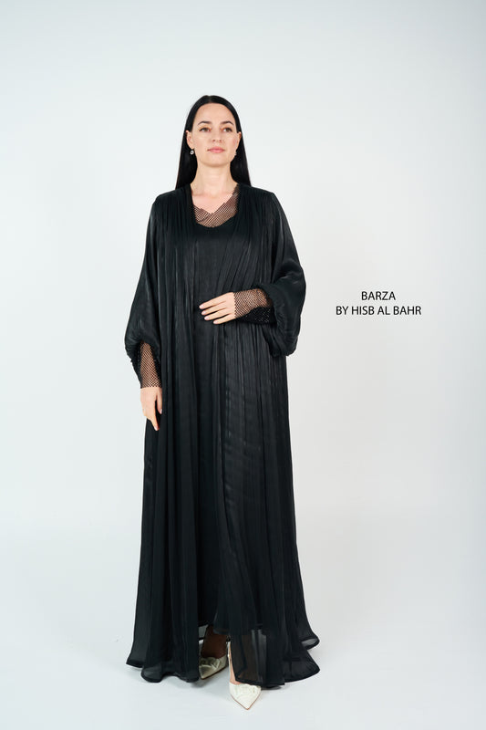 Net Design in Set Silk Abaya