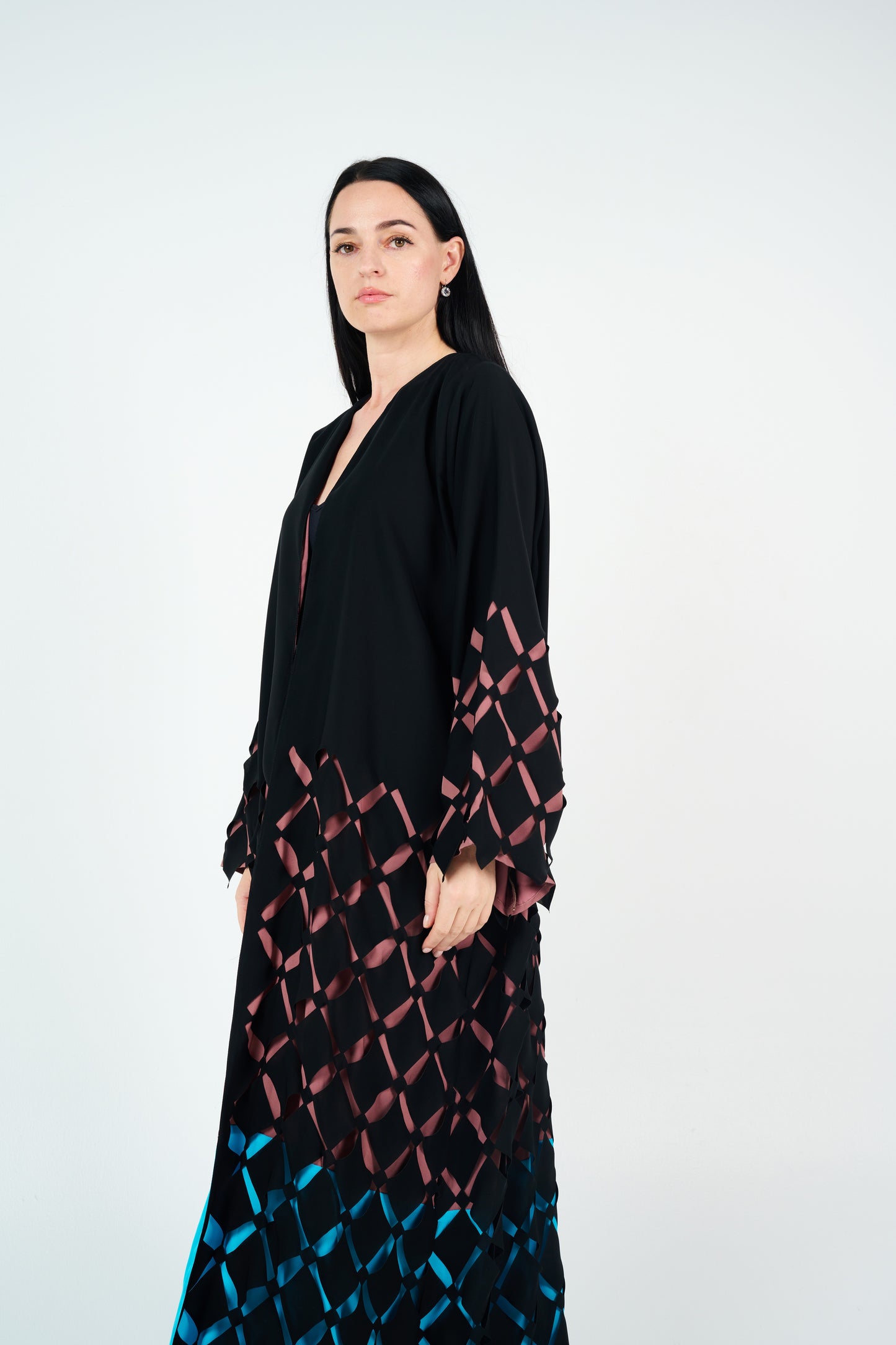 Multi color contract Abaya